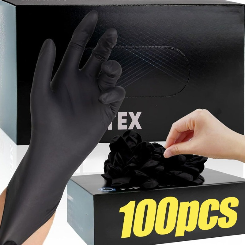 Disposable Gloves Nitrile - Zwarte wegwerphandschoenen unisex, dik nitril, PVC,
